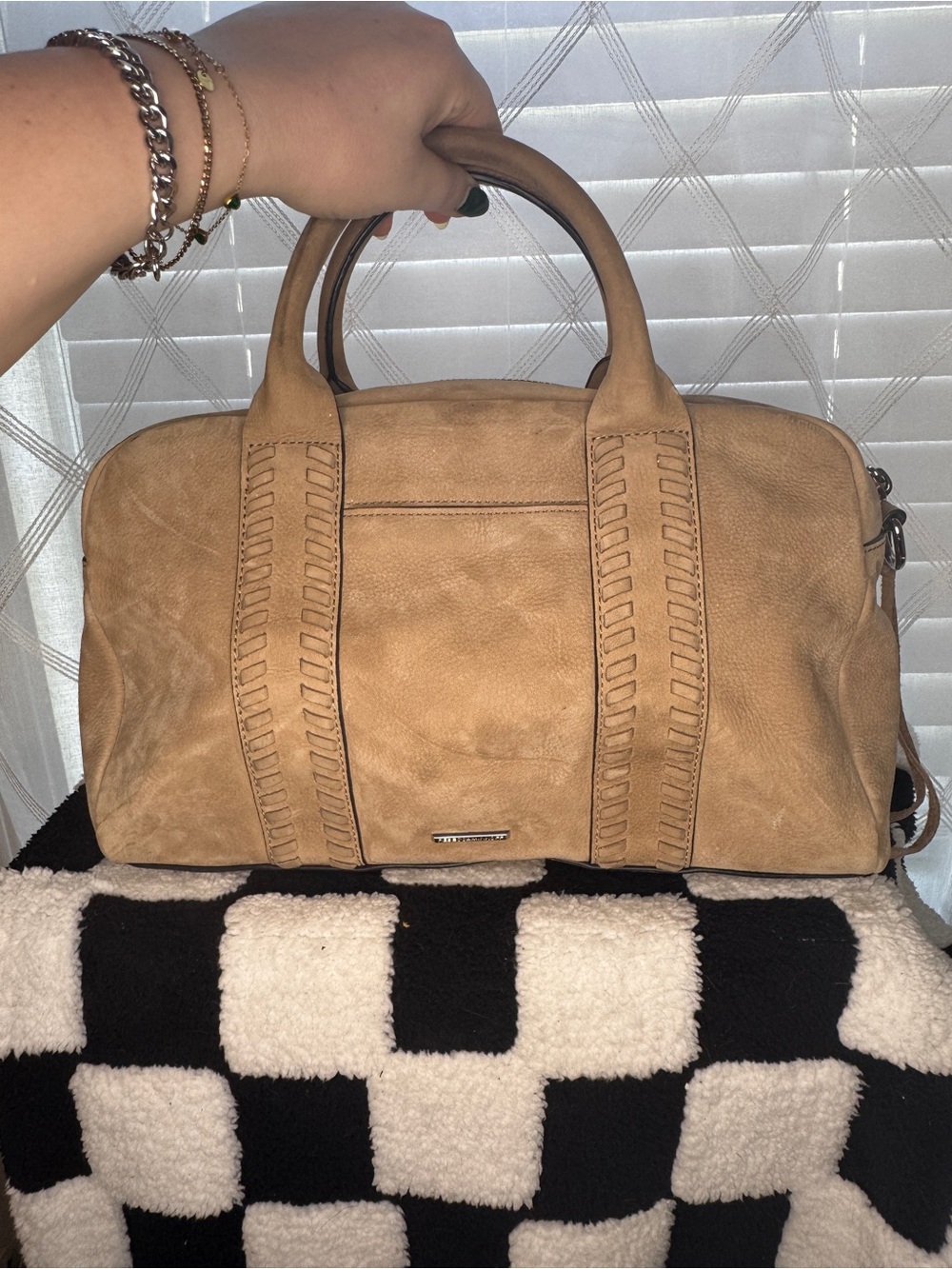 Rebecca Minkoff Brown Suede Vanity Satchel Woven Trim